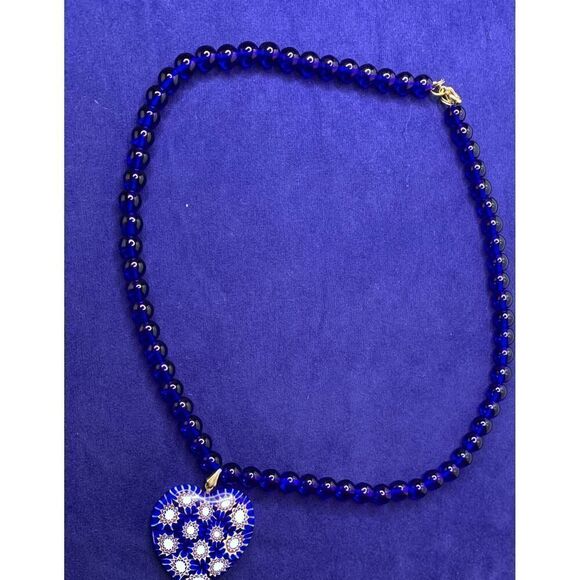 Stunning Blue Venetian Glass Necklace and Earrings Set, Vintage - Picture 5 of 8